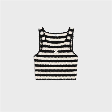 celine 16 crop top|triomphe striped crop top in crocheted cotton .